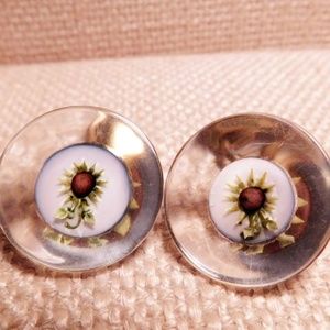 Vintage Acrylic Sunflower Unique Ladies Cufflinks